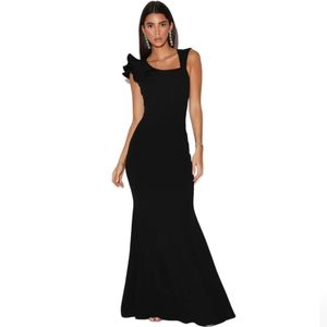 Lulus - Lucette Black Sleeveless Ruffled Mermaid Maxi Dress sz Medium